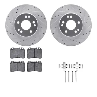 R1 Concepts WGYH1-63046 eLINE Rotor - Drilled & Slotted - Silver W/ Semi-Met Pads